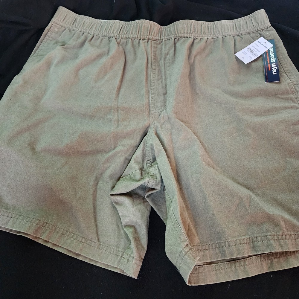 Reyn Spooner XL EXTRA LARGE Mens Pull On Shorts Olive 100% Cotton Hawaiian NWT