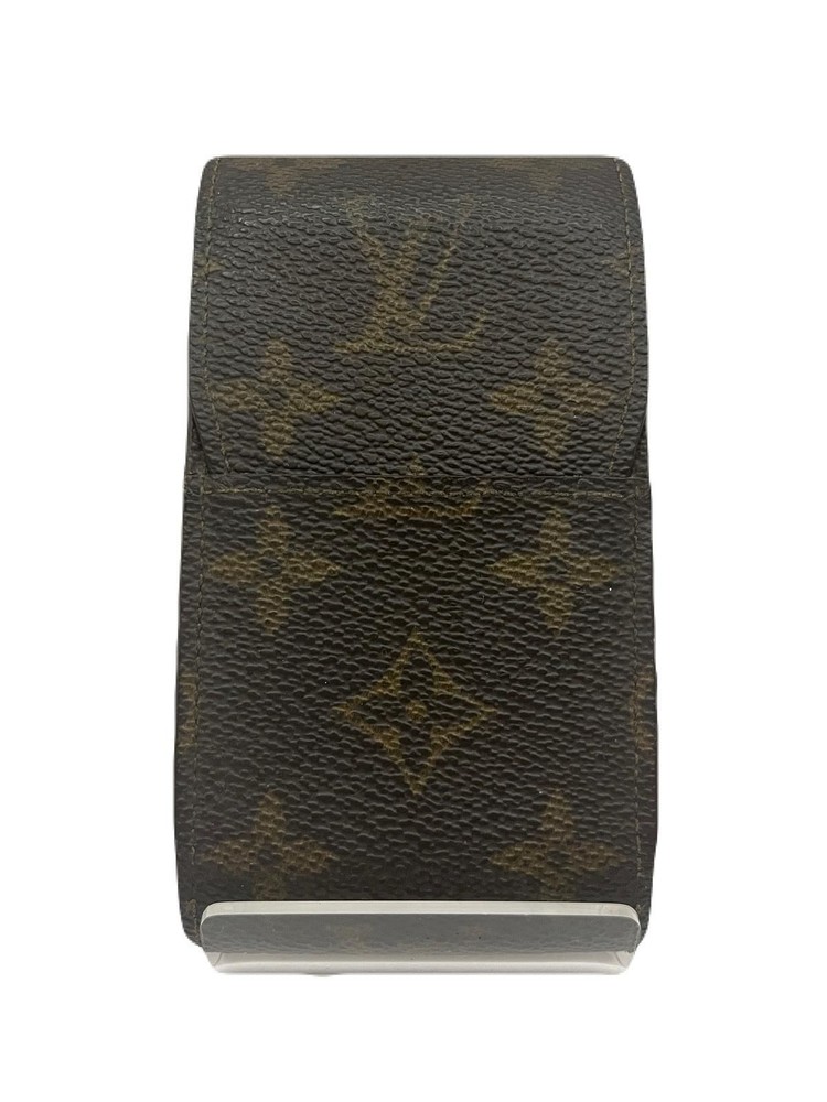 Louis Vuitton Monogram Cigarette Case Leather Brown USED T1822-3