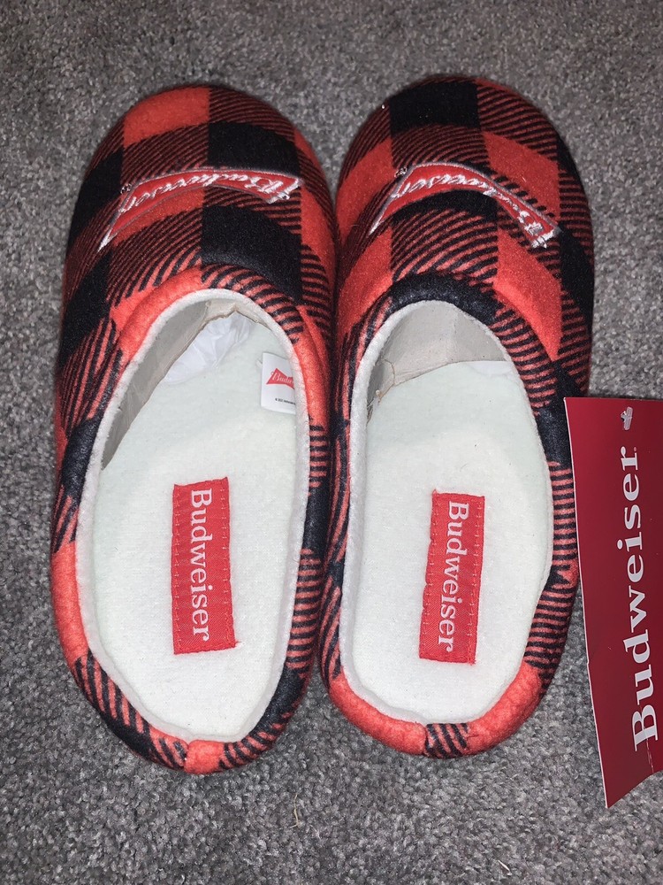 Offical Product Red Budweiser Soft Foam Bottom Slippers Size Small 10 Inches