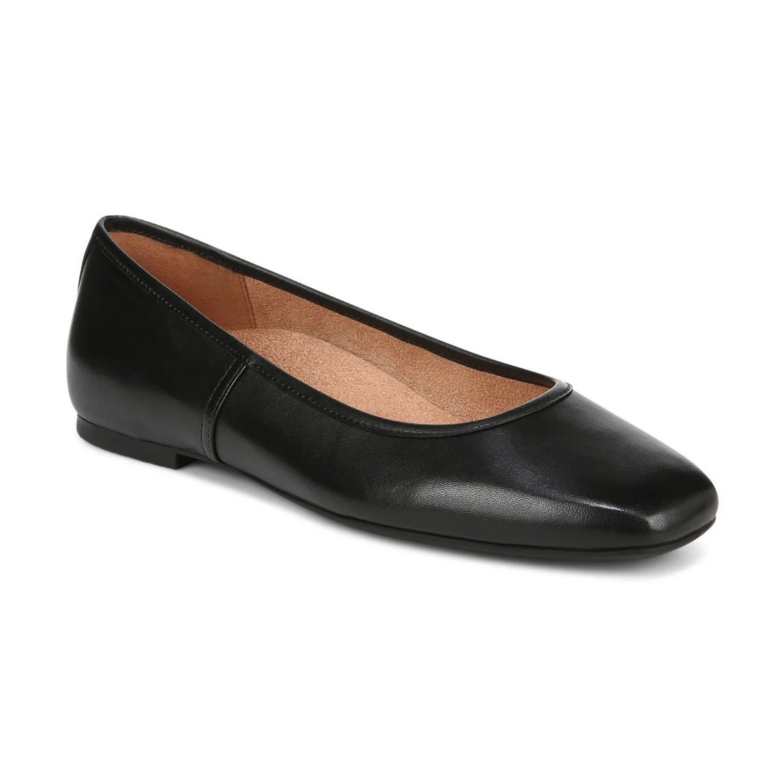 Flash Sale! VIONIC Orinda Square Toe Ballet Flat -Black Leather-image