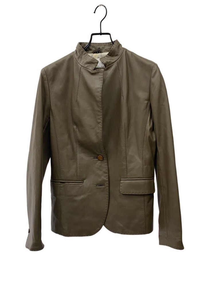 Balmain Leather Jacket Blouson/9/Sheep Leather/Khk/Plain 6681