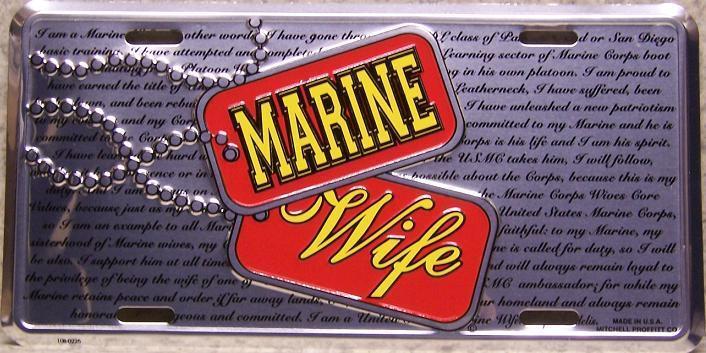 Aluminum Military License Plate USMC Marine Corps Wife NEW Made in the USA