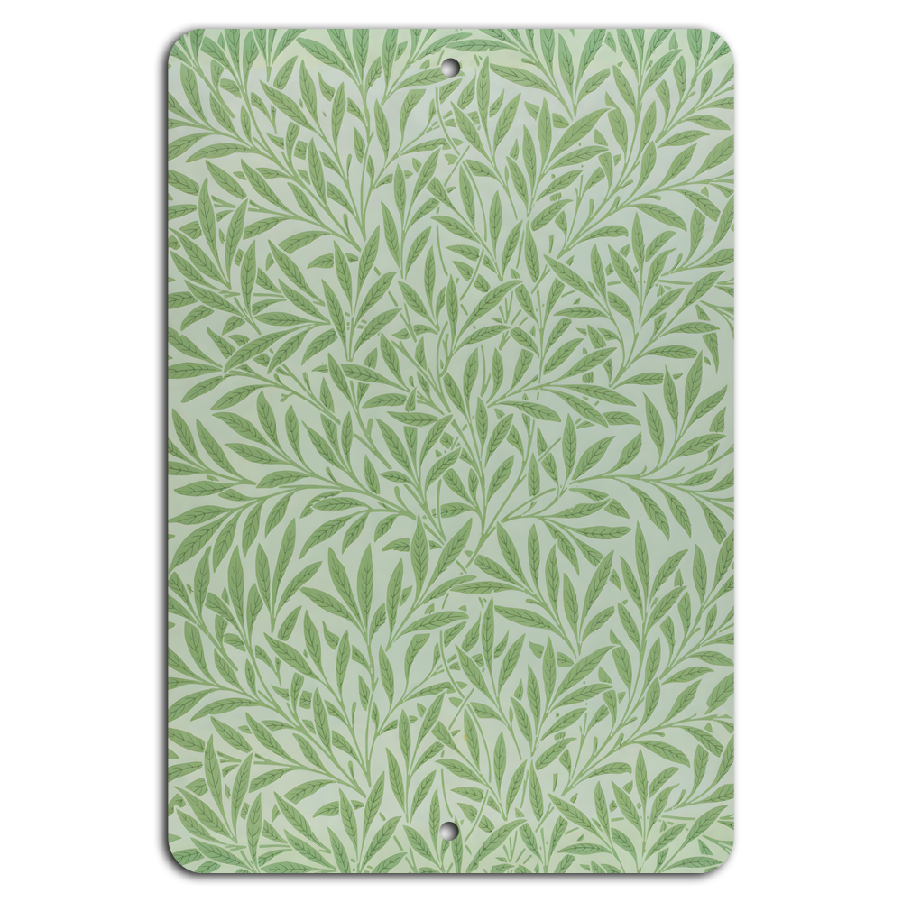 Elegant Green Leaf Pattern Metal Sign with Nature's Touch Design