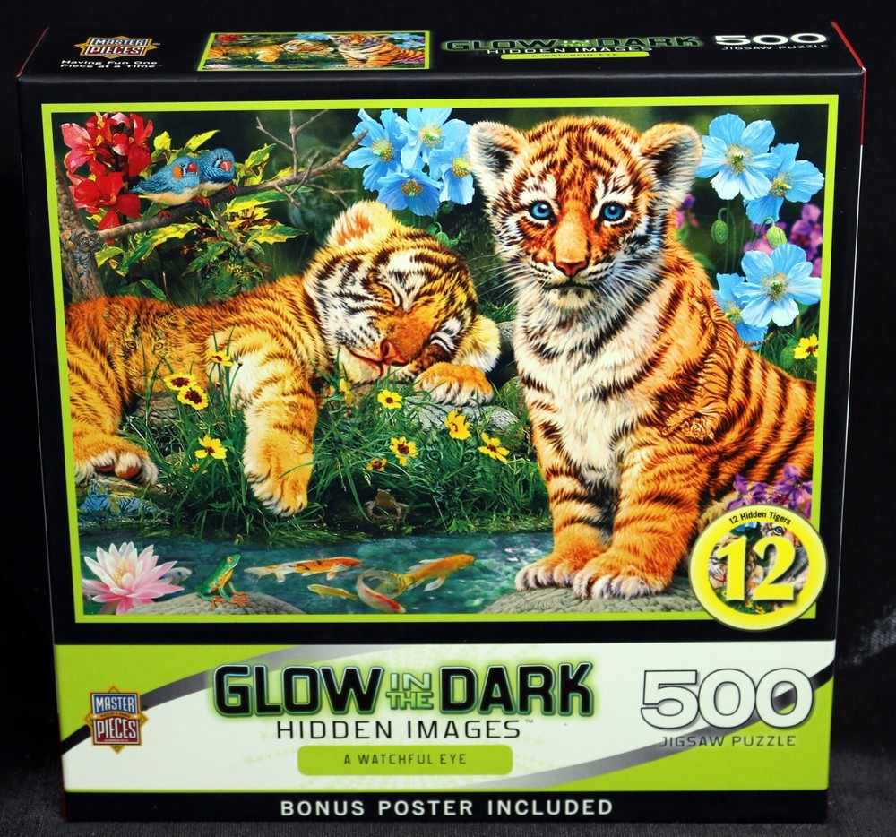 Masterpieces 500 Pc Jigsaw Puzzle A Watchful Eye Glow in the Dark Hidden Images
