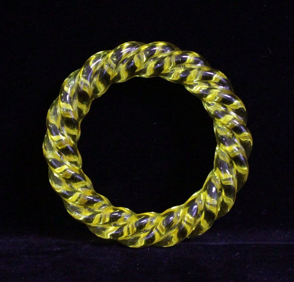 Old Chinese Yellow Hard Corundum Jade Women's Bangle Bracelet 58mm - On Sale