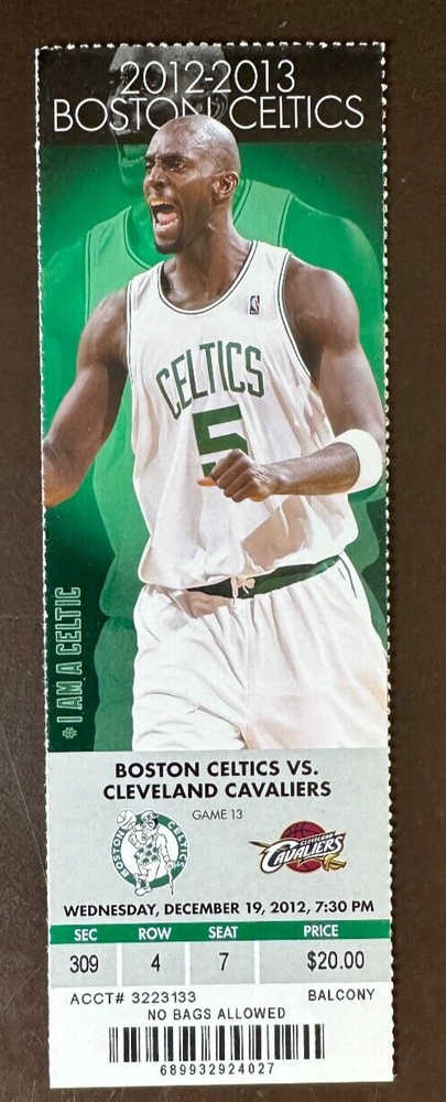 Boston Celtics 12/19/2012 NBA ticket stub vs Cleveland Cavaliers
