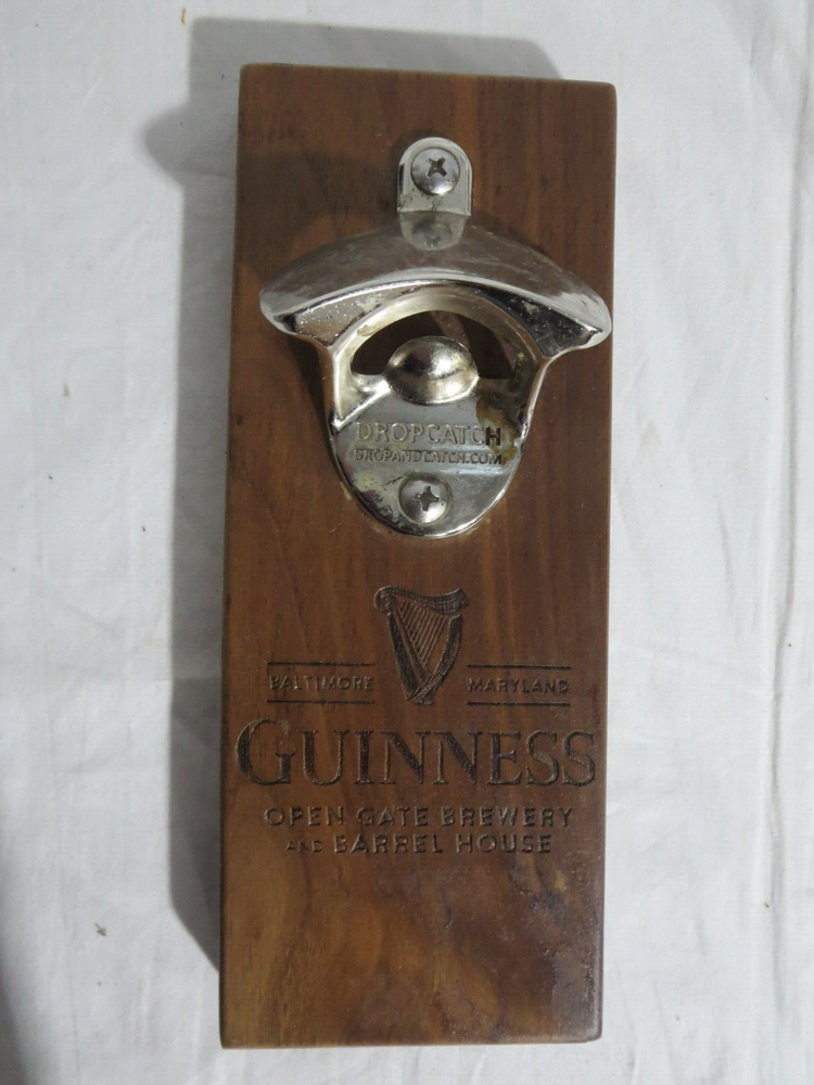 Guinness Wooden Wall-Mounted Magnetic Bottle Opener with Drop Catch