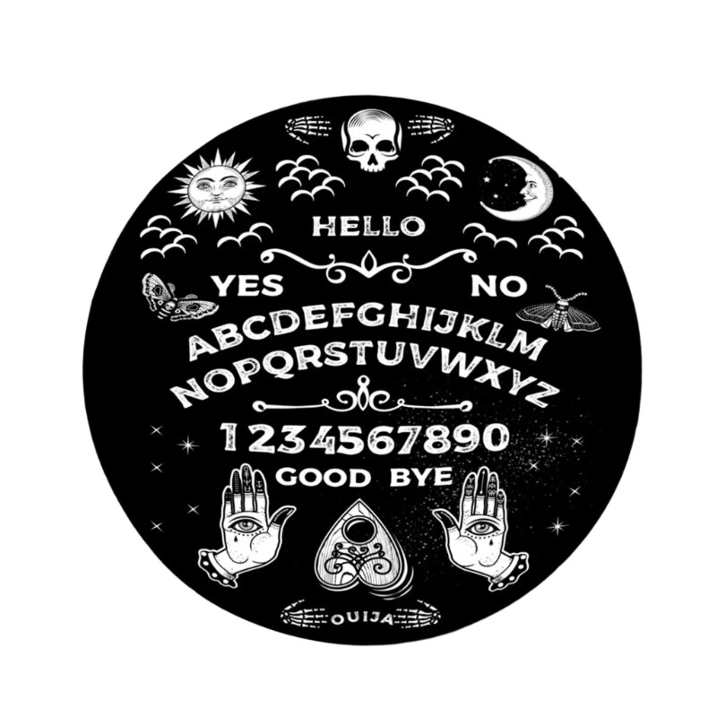 Divination Mat with Skull Sun Moon Design for Tarot Card Reading and Energy Healing  