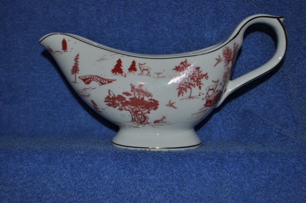 Grace Teaware Woodland Christmas Gravy Boat New