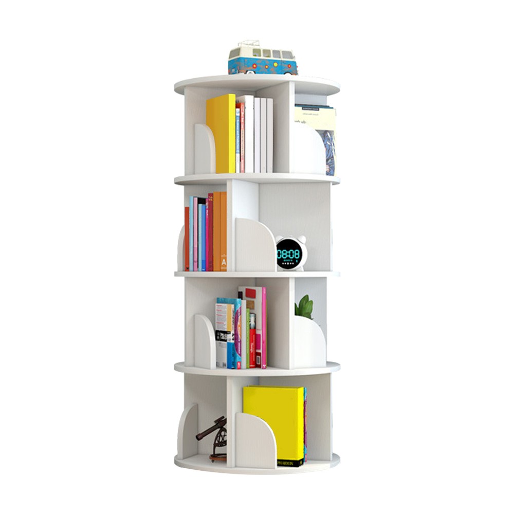 360-Degree Rotating Bookcase with Freestanding Display Shelf