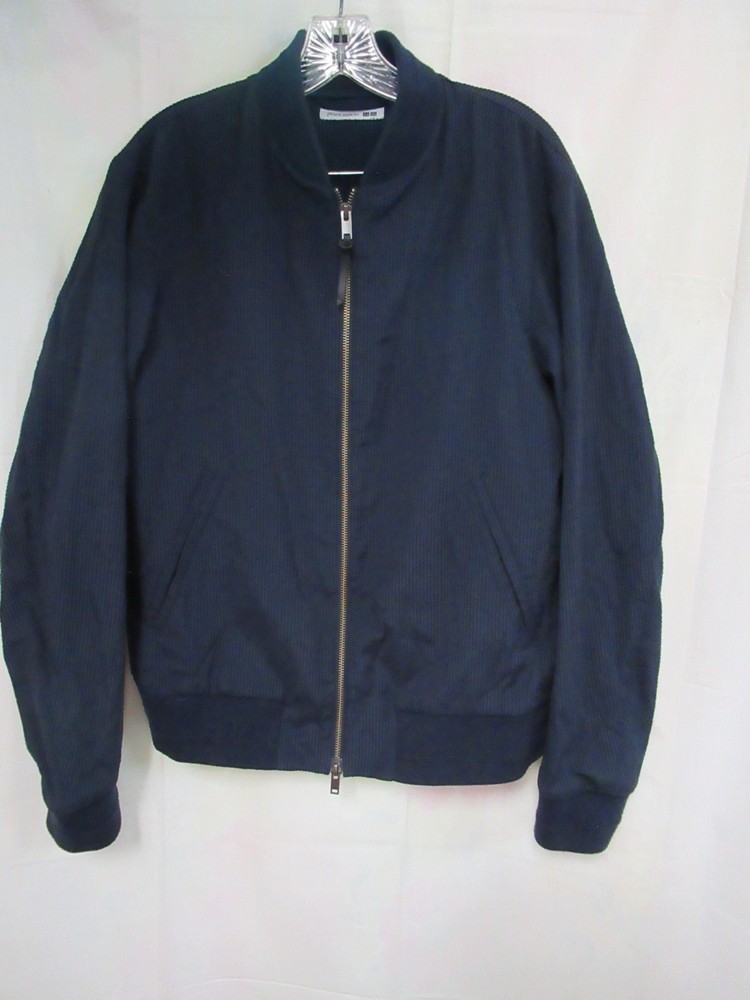 Uniqlo JW ANDERSON ~ Bomber Jacket FULL ZIP Seersucker TEXTURED NAVY Size M