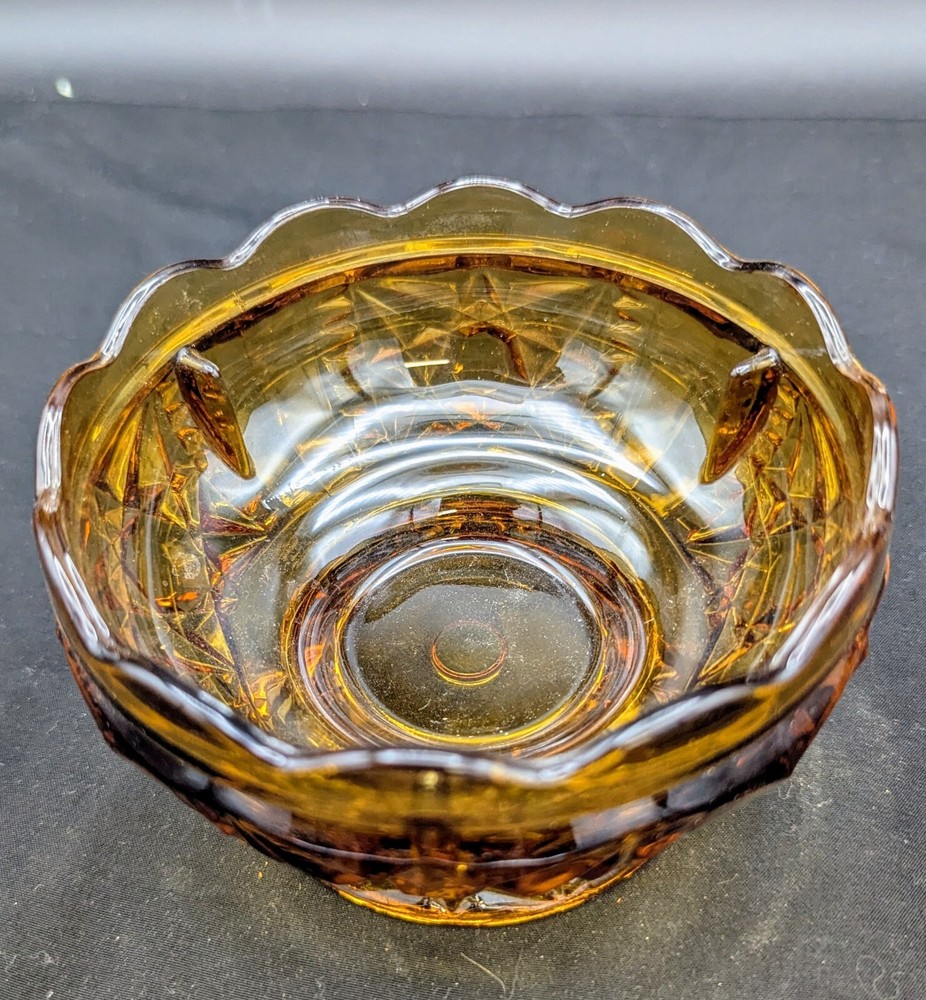 Vintage Indiana Glass Constellation Tiara Candy Dish in Yellow Gold