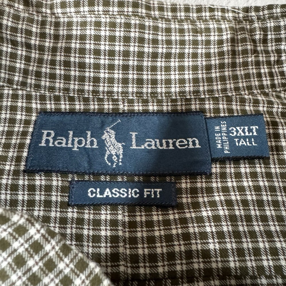 Ralph Lauren Men's 3XL Tall Green Plaid Poplin Button Down Shirt