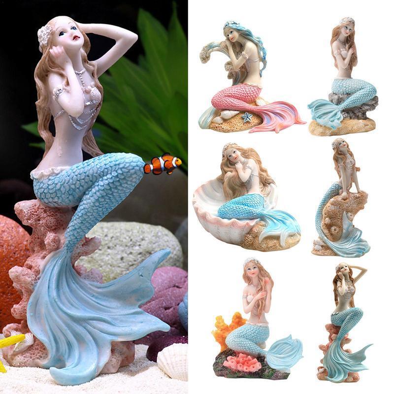 Figurine Mermaid Resin Multicolor Modern Small Novelty Carved Free Stand Decor