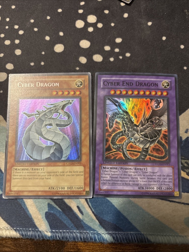 Cyber Dragon CT03-EN002 2006 & Cyber End Dragon STON-ENSE1 Limited Edition Yugioh Cards-image