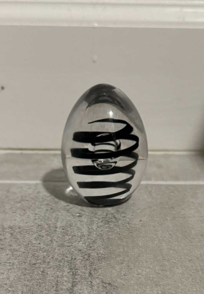 Venetian Murano Glass Egg Black