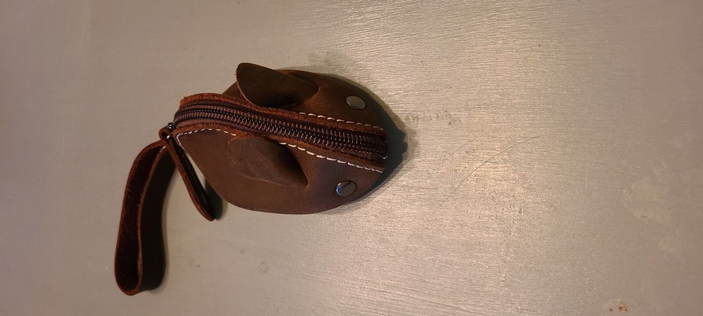 Genuine Leather Mouse-Shaped Coin Purse  
