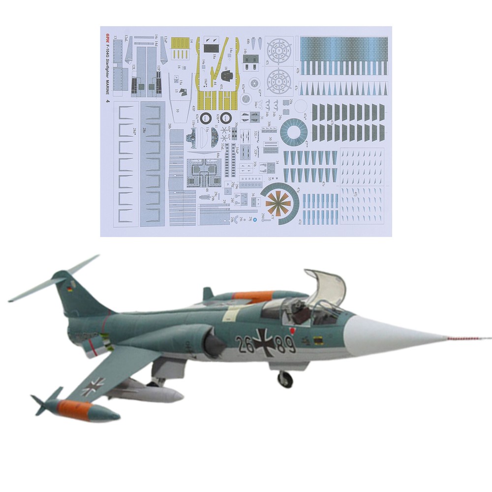 DIY 1/33 Scale US F-104G Star Air Fighter Plane Paper Model Military Puzzle Kit