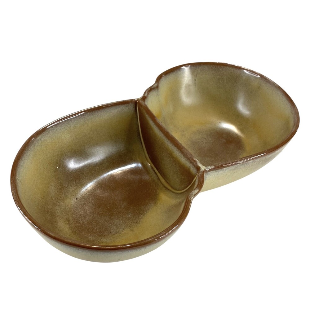 Vintage Frankoma Pottery Divided Serving Bowl Relish Dish Lazybones Desert Gold