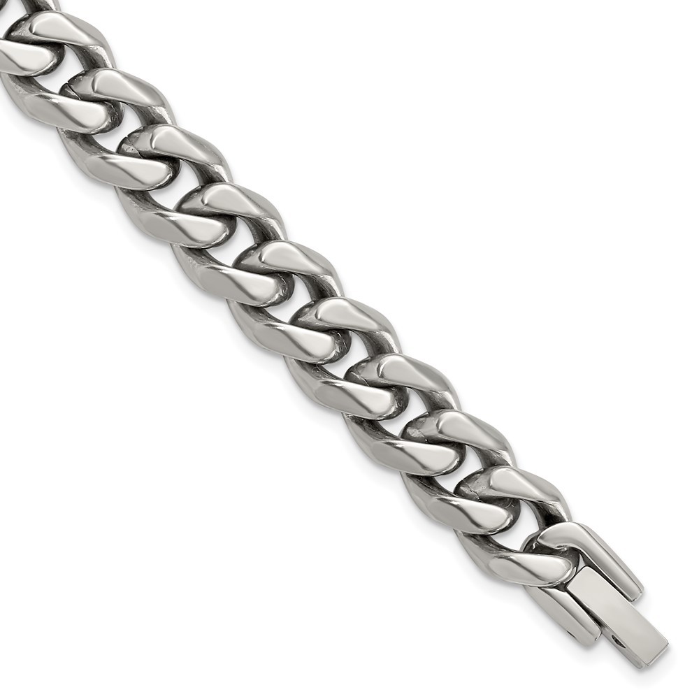 Titanium Polished 10.00mm Curb Chain Bracelet 8