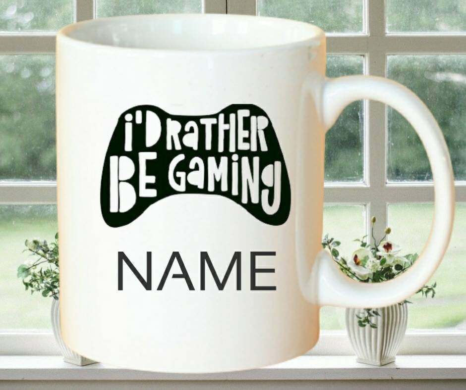 Gaming Mug Custom Name Mug Colourful Id Rather Be Gaming Coffee Mug Tea Cup