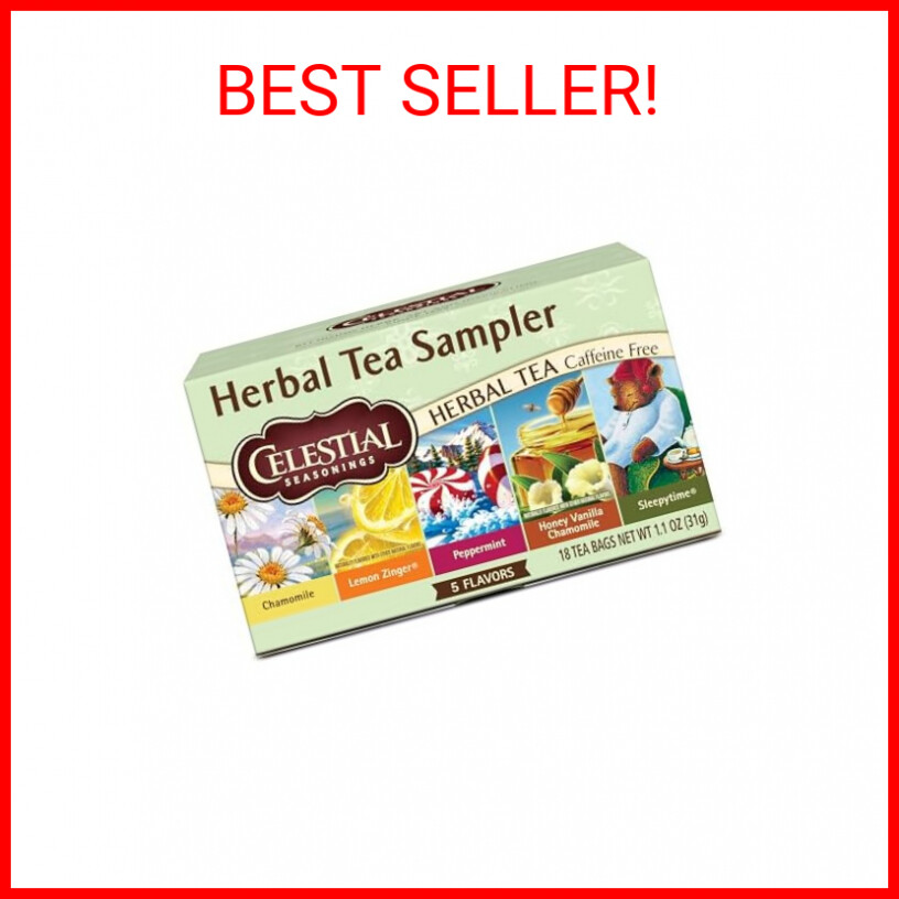 Celestial Seasonings Herbal Tea Sampler Variety Pack Caffeine Free 18 Tea Bags