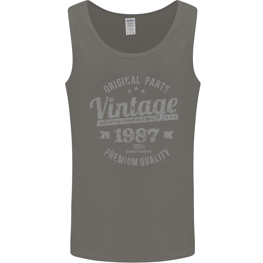 Vintage Year 38th Birthday 1987 Mens Vest Tank Top Charcoal