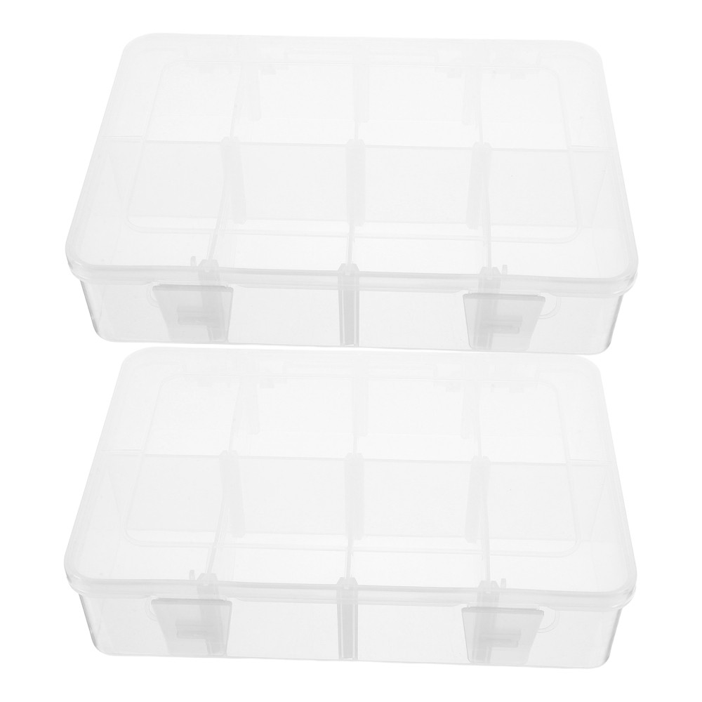 2-Piece Plastic Storage Box with Dividers for Multi-Compartment Organization