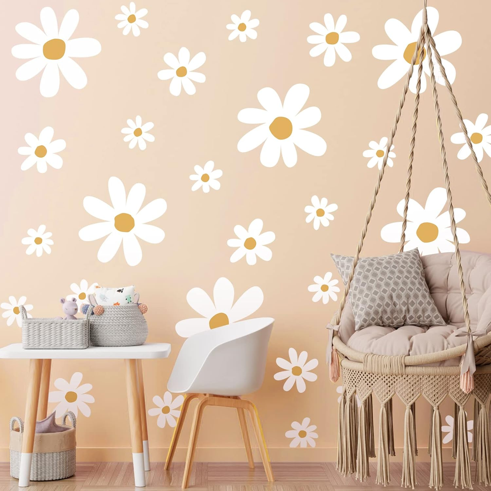 12 Sheets Daisy Wall Decals Flower Wall Stickers Large Daisy Wall Stickers Daisy