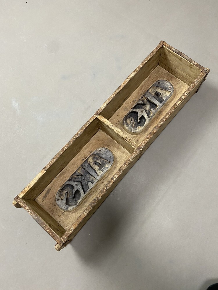 Double Brick Mold “AKS” Wood Primitive Farmhouse Planter Centerpiece 22”