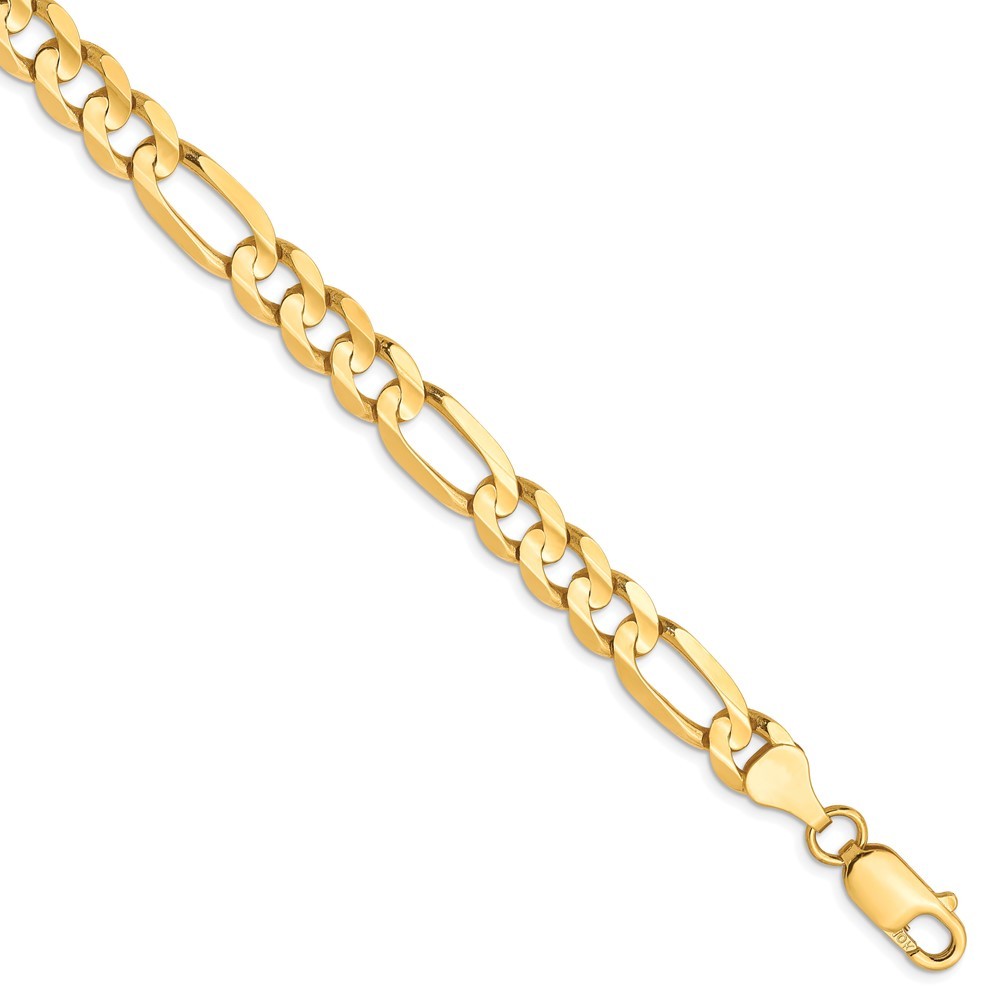 10k Yellow Gold 6.75mm Concave Figaro Chain Bracelet 9
