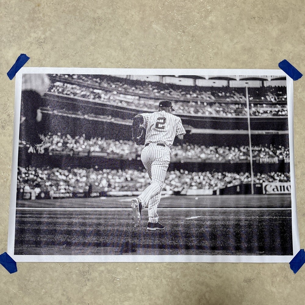 Derek Jeter New York Yankees B&W MLB ✅ Poster Canvas Wall Art Man Cave ✅ 16x24”