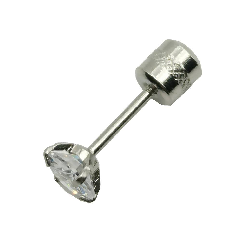 18K White Gold Filled Tarnish-Resistant 5mm Four-Claws Zircon Stud Post Earrings