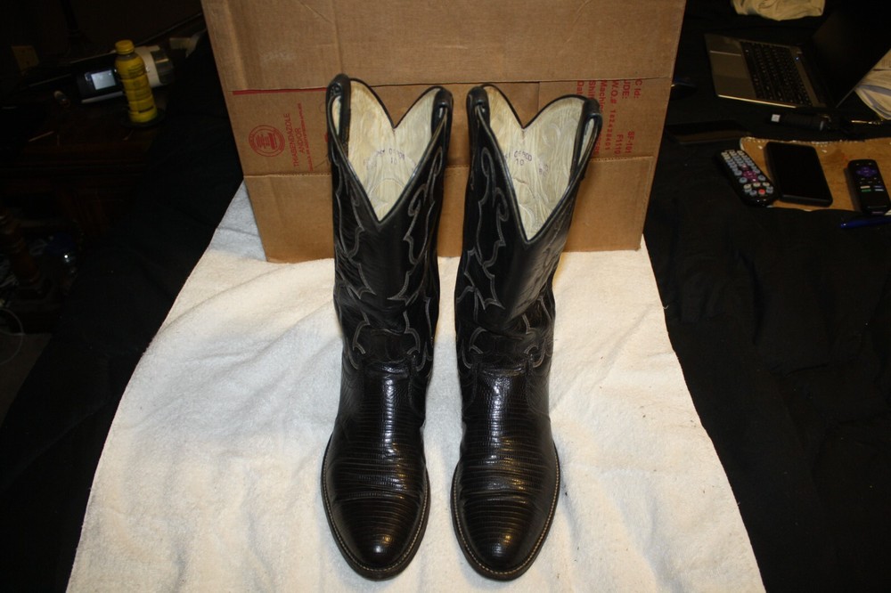 Dan Post Lizard Skin Black Cowboy Boots Men's Size 9 1/2 D
