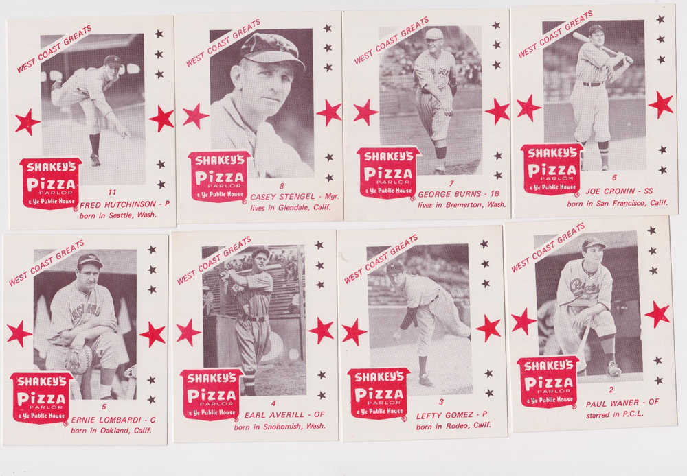 Lot of (17) 1975 Shakey's Pizza West Coast Greats baseball cards NM