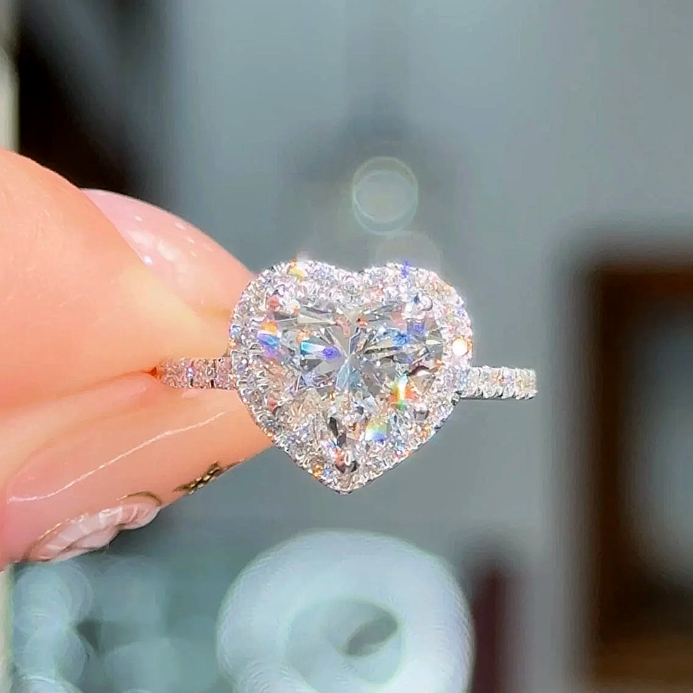 Engagement Diamond Ring Heart 6.90 Ct Lab Grown IGI 950 Platinum Size 6