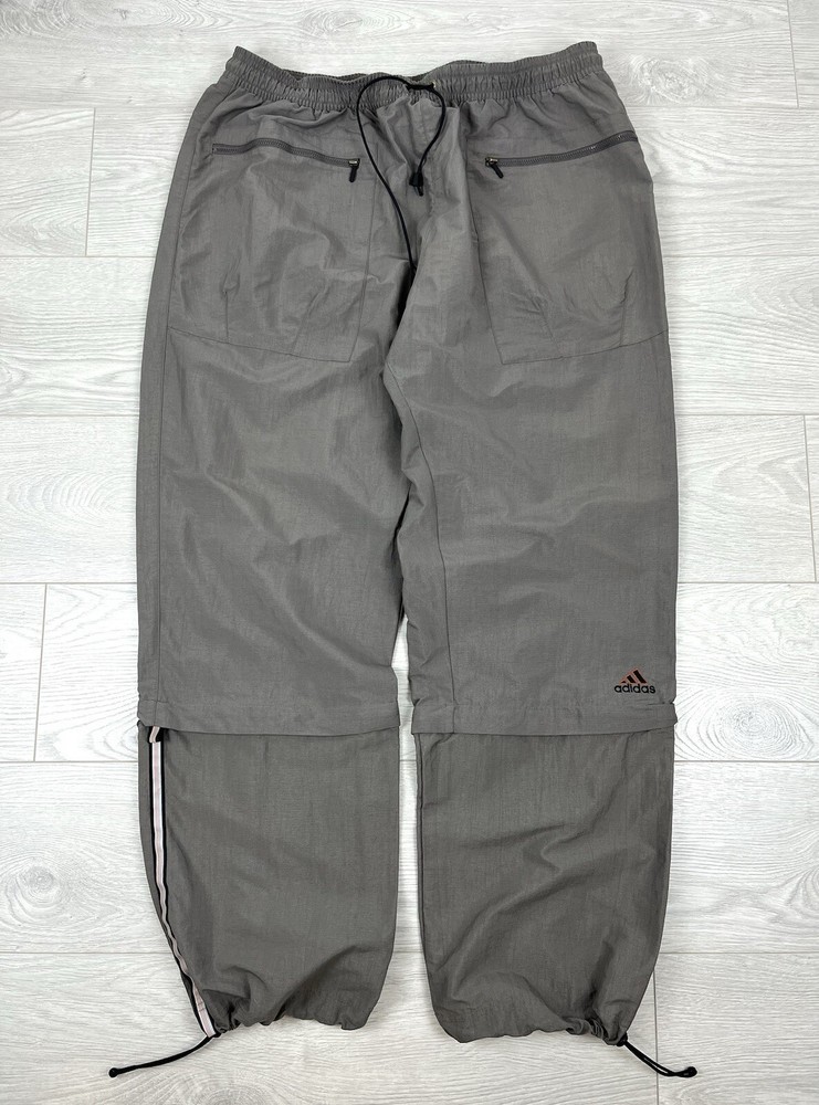 Adidas Vintage 00s Y2K Baggy Transformer Nylon Grey Pants 36 size mens