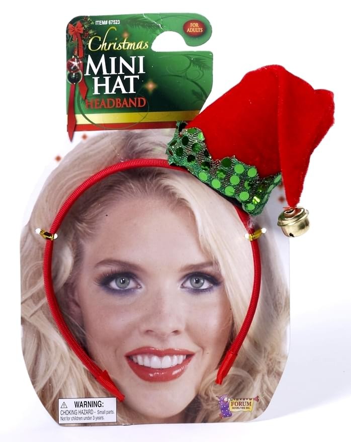 Festive Christmas Mini Hat Headband Costume Accessory Fits Most Adults