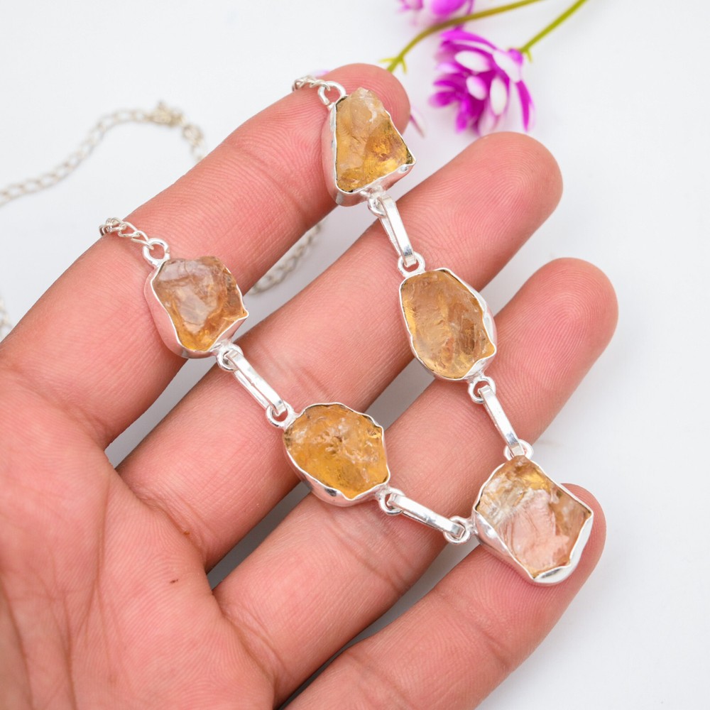 Beautiful Citrine Jewelry Gemstone Handmade 925 Sterling Silver Necklace Gift