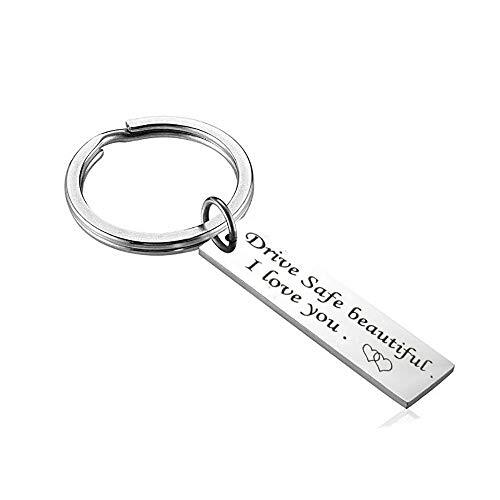 Valentines Day Gift Couples Keychain Drive safe handsome I Beautiful Keychain-image