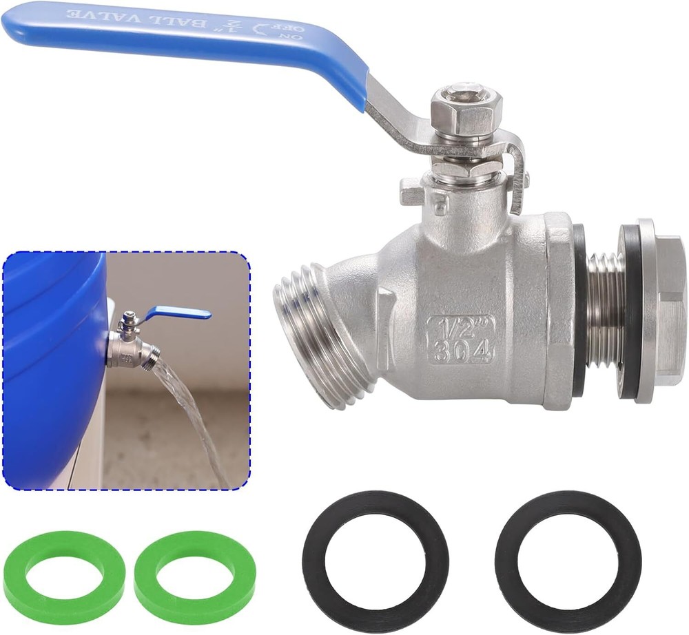 High Flow Rain Barrel Spigot, Lead-Free，304 Stainless Steel Faucet Kit for Rain