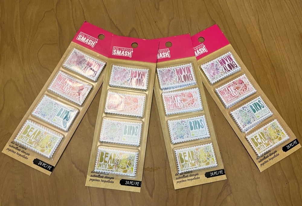 K & Company Smash, 4 Packs, Die Cut Animal Stamp Theme Stickers, New 24 Pieces