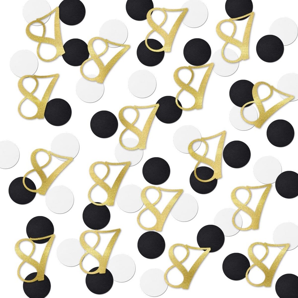 200pcs Gold Glitter 87 Confetti for 87th Birthday Anniversary Party Decorations