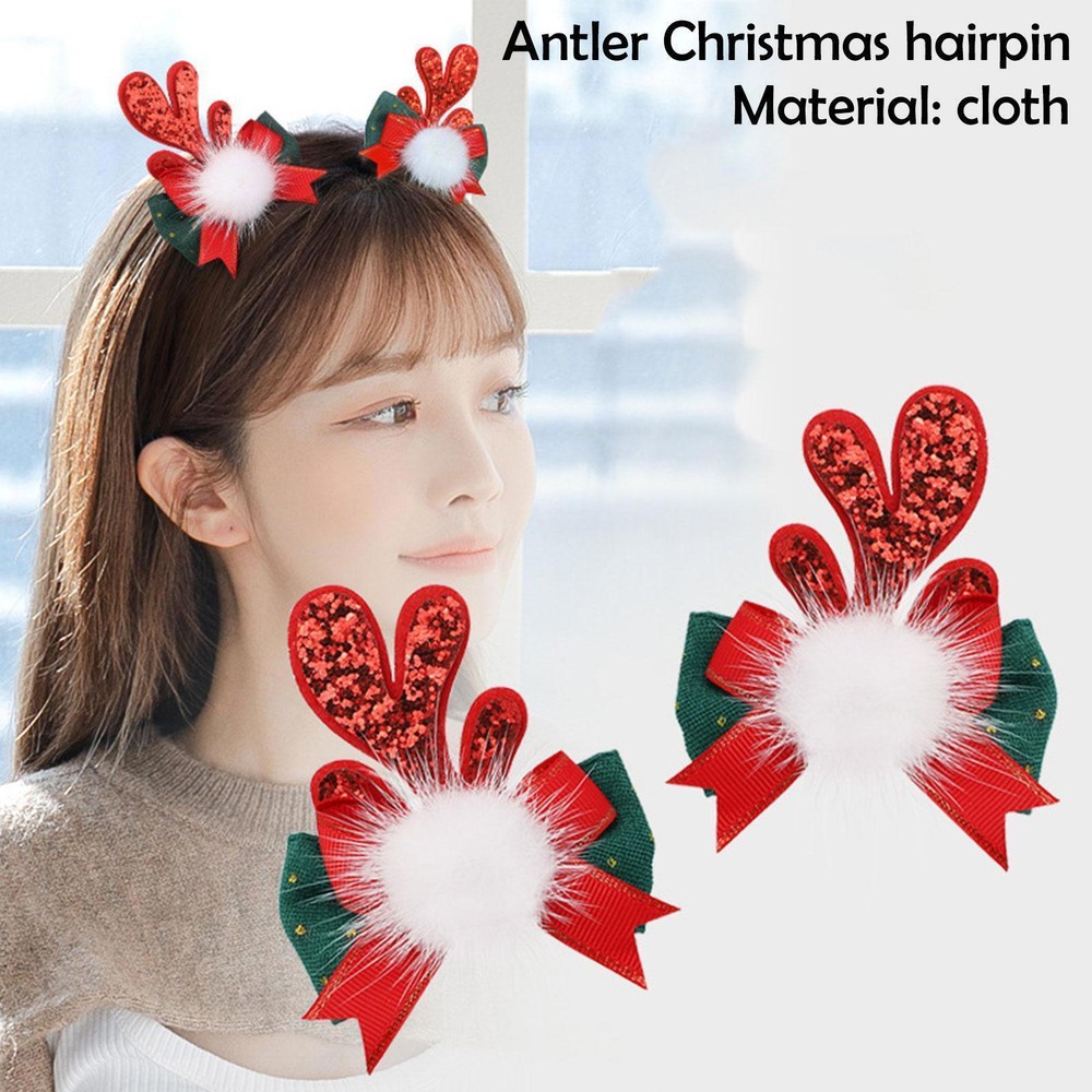 1PC Christmas Barrettes Reindeer Antlers Hair Pins Christmas Ornaments Gifts