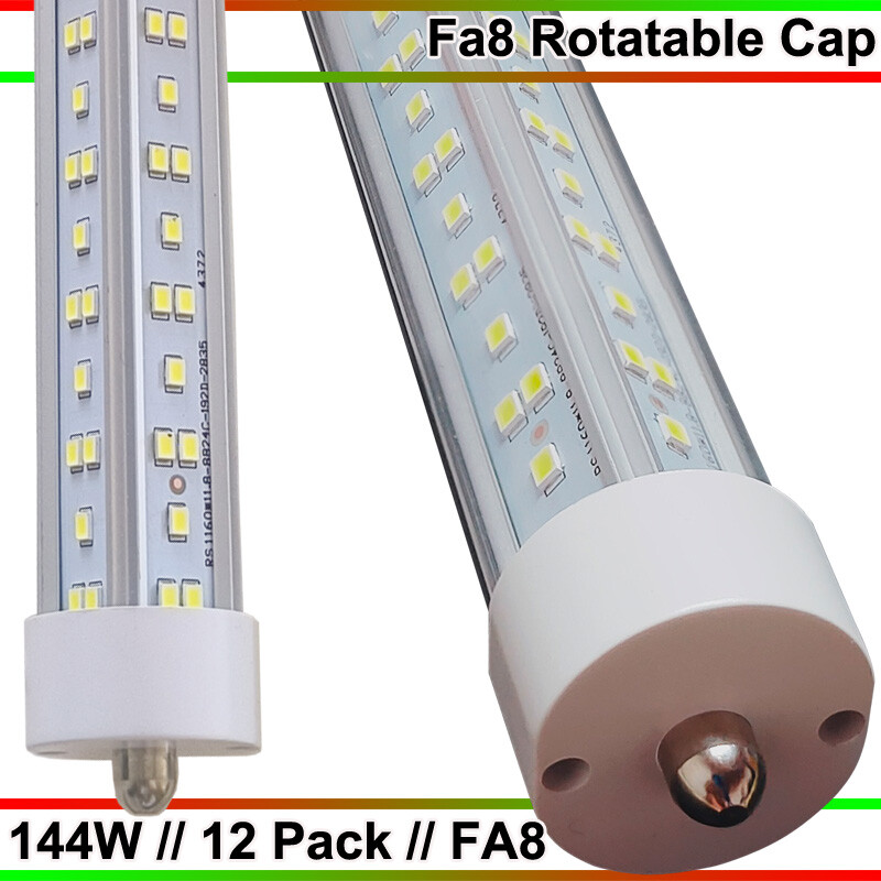 8FT 144W LED Shop Light T8 Single Pin 6500K Pack of 12
