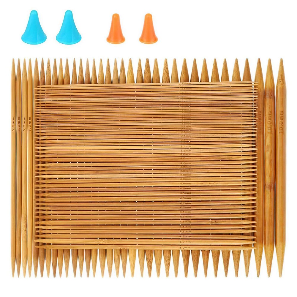 75-Piece Bamboo Knitting Needles Set - 15 Sizes (2.0mm-10.0mm) Double Pointed-image