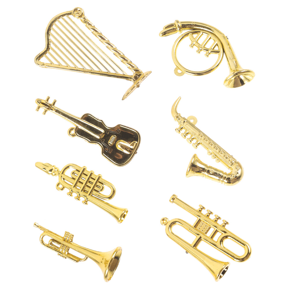 7PCS Mini Christmas Tree Ornament Musical Instruments Set for Festive Home Decor