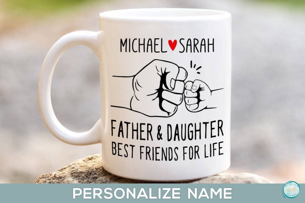 Personalized Fathers Day Gift From Daughter Fist Bump Mug Dad Husband Or Daughte