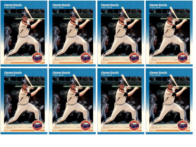 (8) 1987 Fleer #55 Glenn Davis Houston Astros Card Lot