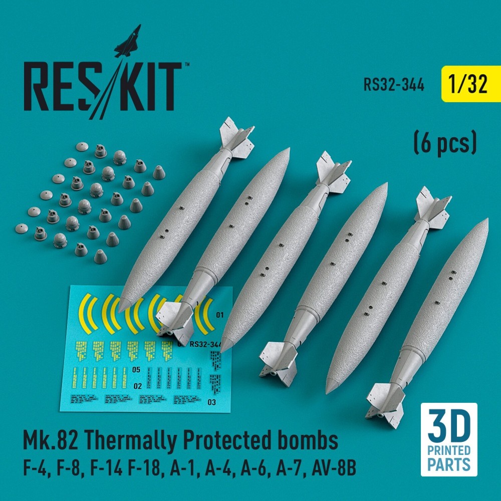 1:32 ResKit RS32-0344 Mk.82 Thermally Protected Bombs F-4 F-18 A-7 3D Print
